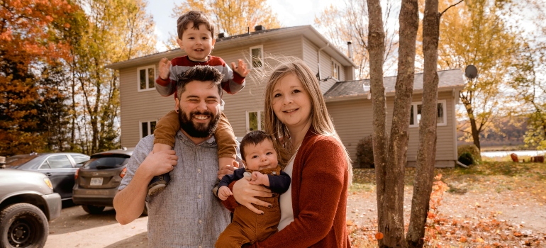 A happy family with two kids 