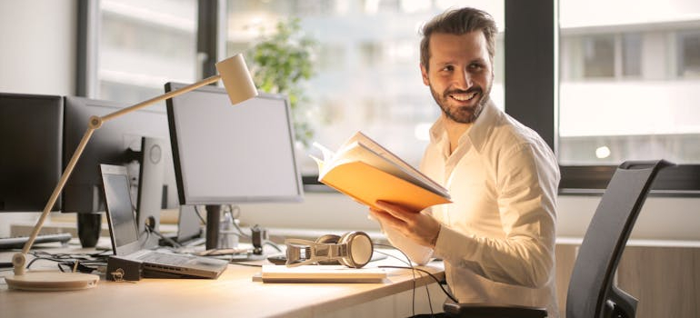 a person working in an office